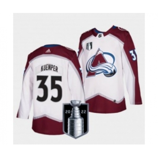Men's Colorado Avalanche #35 Darcy Kuemper White 2022 Stanley Cup Final Patch Adidas Stitched NHL Jersey - Ujersey