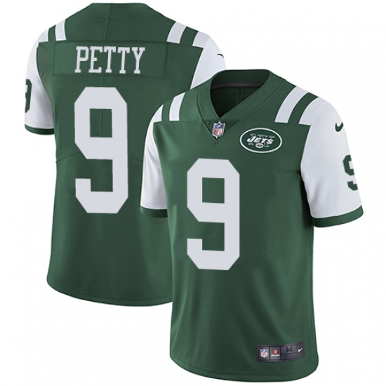 Youth Nike New York Jets #9 Bryce Petty Green Team Color Vapor Untouchable Limited Player NFL Jersey - Ujersey