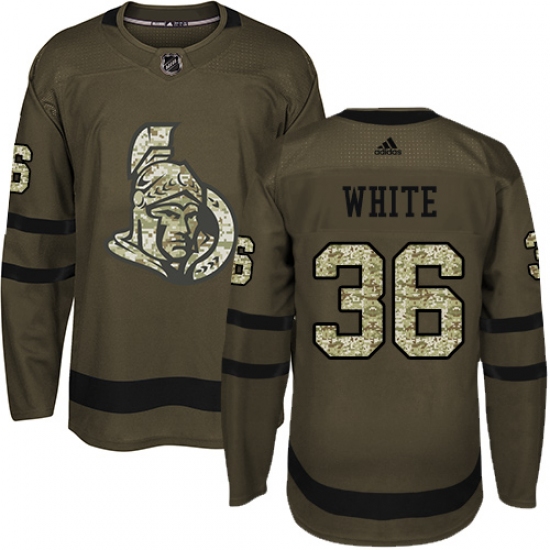 Men's Adidas Ottawa Senators #36 Colin White Green Salute to Service Stitched NHL Jersey - Ujersey