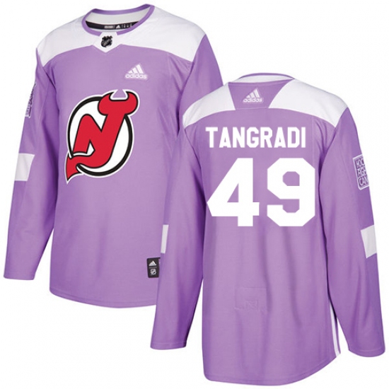 Youth Adidas New Jersey Devils #49 Eric Tangradi Authentic Purple Fights Cancer Practice NHL Jersey - Ujersey