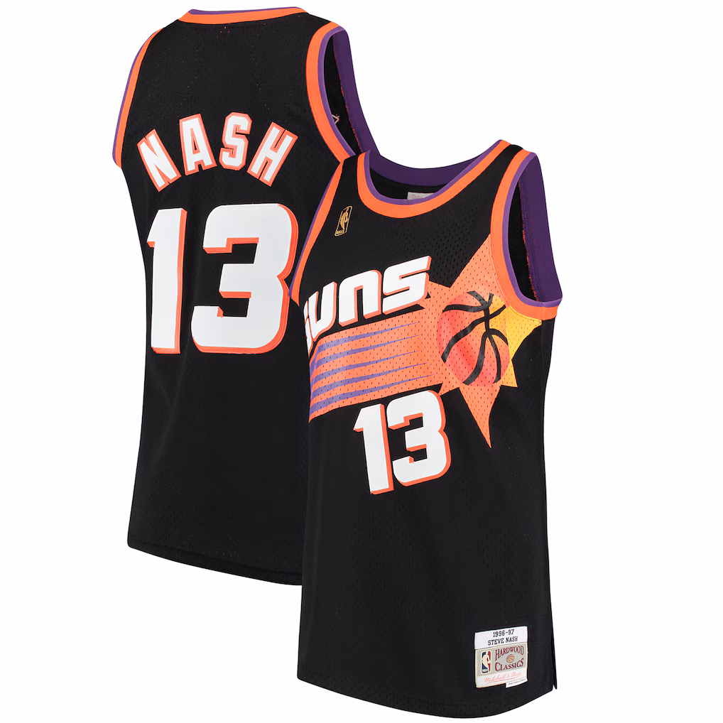 Men's Phoenix Suns Steve Nash Mitchell & Ness Black 1996/97 Hardwood Classics Swingman Jersey - ujerseystore