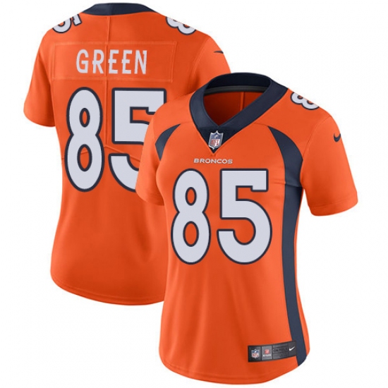 Women's Nike Denver Broncos #85 Virgil Green Elite Orange Team Color NFL Jersey - Ujersey