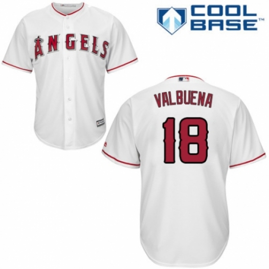 Youth Majestic Los Angeles Angels of Anaheim #18 Luis Valbuena Replica White Home Cool Base MLB Jersey - Ujersey