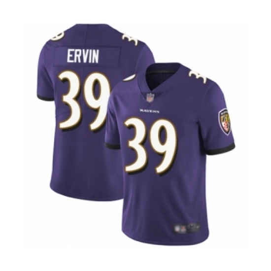 Youth Baltimore Ravens #39 Tyler Ervin Purple Team Color Vapor Untouchable Limited Player Football Jersey - Ujersey