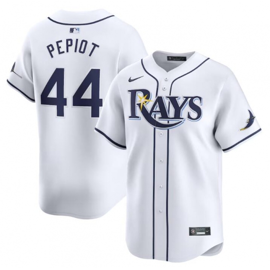 Men's Tampa Bay Rays #44 Ryan Pepiot White Home Limited Stitched Baseball Jersey
