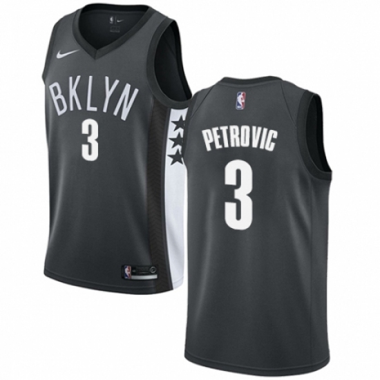 Youth Nike Brooklyn Nets #3 Drazen Petrovic Authentic Gray NBA Jersey Statement Edition - Ujersey
