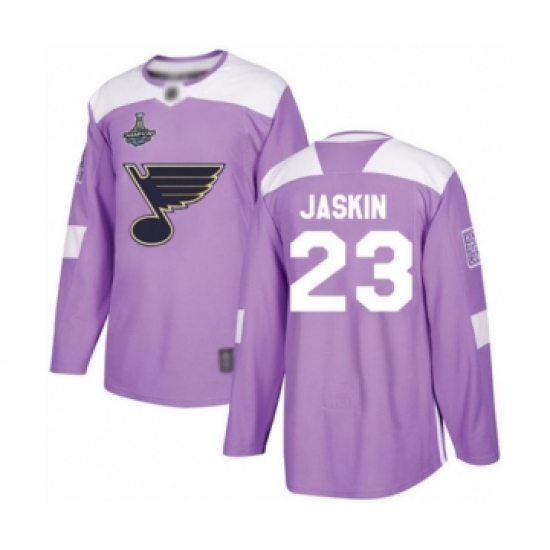Youth St. Louis Blues #23 Dmitrij Jaskin Authentic Purple Fights Cancer Practice 2019 Stanley Cup Champions Hockey Jersey - Ujersey