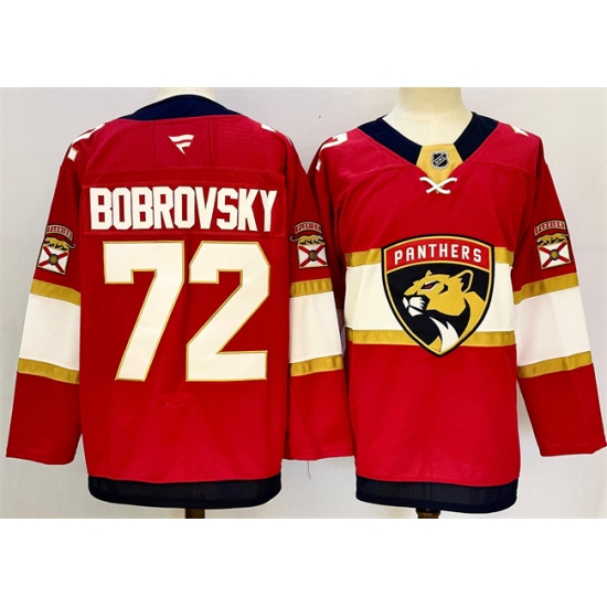 Men's Florida Panthers #72 Sergei Bobrovsky Red 2024-25 Home Stitched Hockey Jersey - Ujersey