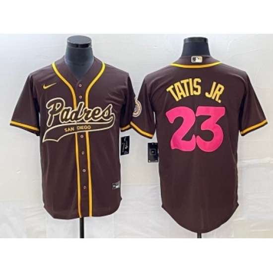 Men's San Diego Padres #23 Fernando Tatis Jr Brown NEW 2023 City Connect Cool Base Stitched Jersey