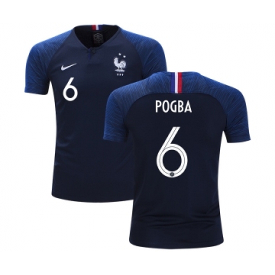 France #6 Pogba Home Kid Soccer Country Jersey