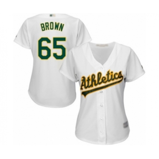 Women's Oakland Athletics #65 Seth Brown Authentic White Home Cool Base Baseball Player Jersey - Ujersey