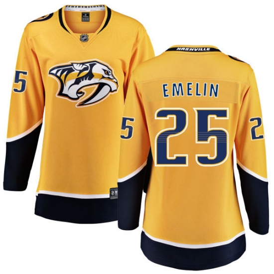 Women's Nashville Predators #25 Alexei Emelin Fanatics Branded Gold Home Breakaway NHL Jersey - Ujersey