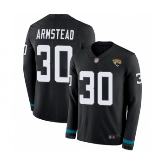 Men's Jacksonville Jaguars #30 Ryquell Armstead Limited Black Therma Long Sleeve Football Jersey - Ujersey