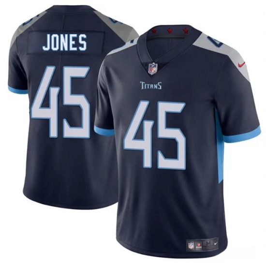 Men's Tennessee Titans #45 Dre'Mont Jones Navy 2025 Vapor Limited Football Stitched Jersey - Ujersey
