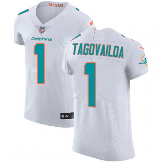 Men's Miami Dolphins #1 Tua Tagovailoa White Stitched New Elite Jersey - Ujersey