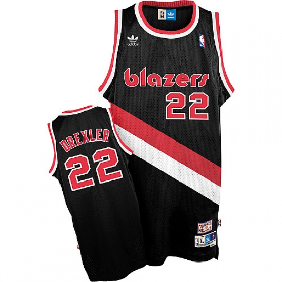 Men's Adidas Portland Trail Blazers #22 Clyde Drexler Swingman Black Throwback NBA Jersey - Ujersey