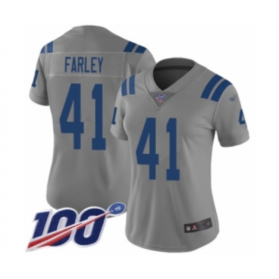 Women's Indianapolis Colts #41 Matthias Farley Limited Gray Inverted Legend 100th Season Football Jersey - Ujersey