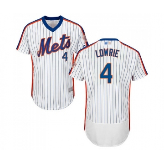 Men's New York Mets #4 Jed Lowrie White Alternate Flex Base Authentic Collection Baseball Jersey - Ujersey