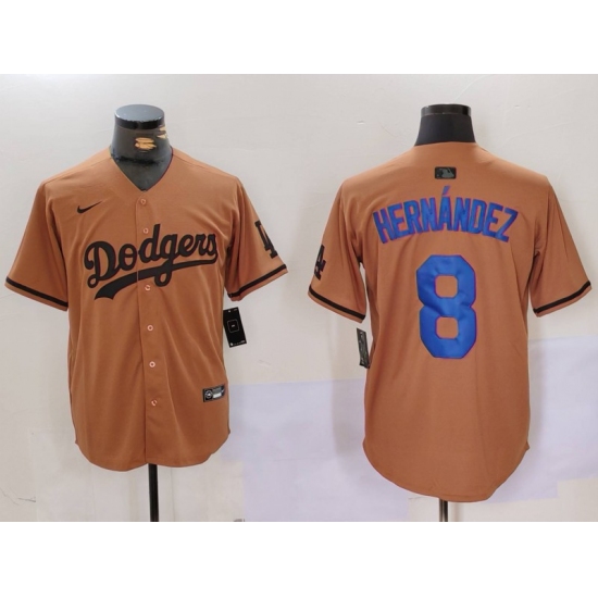 Men's Los Angeles Dodgers #8 Kike Hernandez Olive Cool Base Limited Stitched Jersey - Ujersey