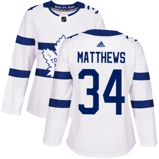 Women's Adidas Toronto Maple Leafs #34 Auston Matthews Authentic White 2018 Stadium Series NHL Jersey - Ujersey