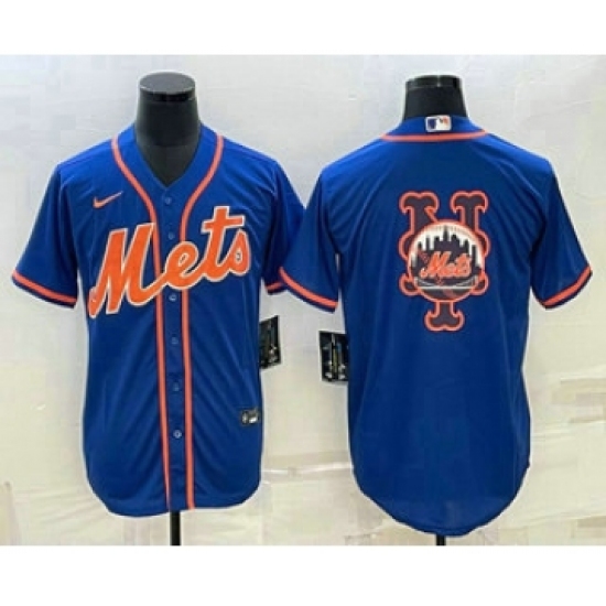 Men's New York Mets Big Logo Navy Blue Cool Base Stitched Baseball Jerseys - Ujersey