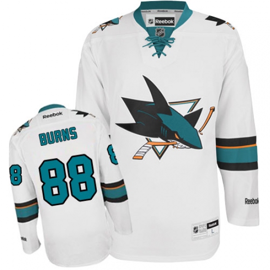 Men's Reebok San Jose Sharks #88 Brent Burns Authentic White Away NHL Jersey - Ujersey