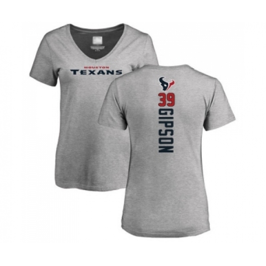 Football Women's Houston Texans #39 Tashaun Gipson Ash Backer T-Shirt - Ujersey