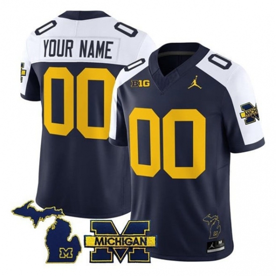 Men's Michigan Wolverines ACTIVE PLAYER Custom Navy Alternate F.U.S.E. 2025 Vapor Stitched Football Jersey - Ujersey