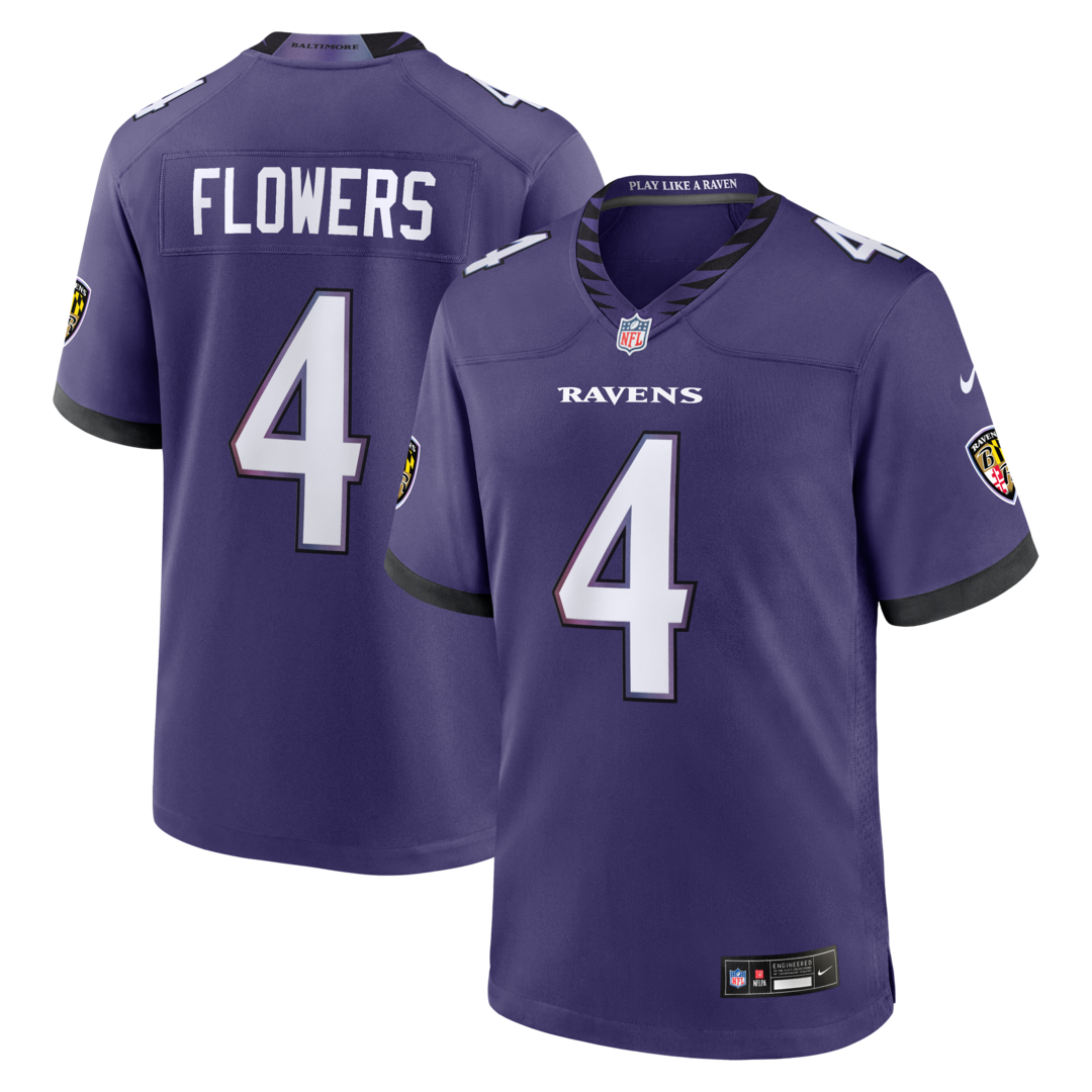Men's Baltimore Ravens Zay Flowers Nike Purple Team Game Jersey