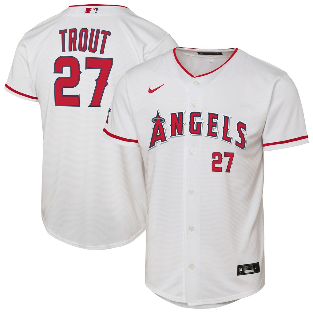 Youth Los Angeles Angels Mike Trout Nike White Home Stadium Player Jersey - Ujersey
