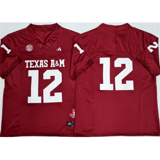 Men's Texas A&M Aggies Lions #12 Premier Strategy Red 2025 F.U.S.E. Stitched Jersey - Ujersey