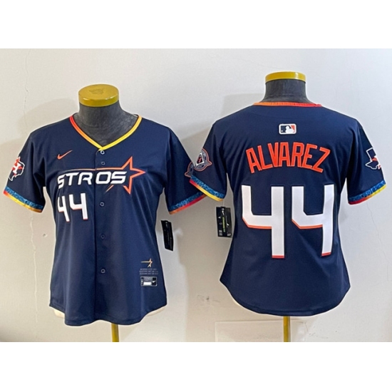 Women's Houston Astros #44 Yordan Alvarez Navy 2025 City Connect With Texas Patch Limited Stitched Baseball Jersey(Run Small) - Ujersey