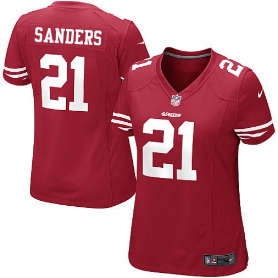 Women's Nike San Francisco 49ers #21 Deion Sanders Game Red Team Color NFL Jersey - Ujersey