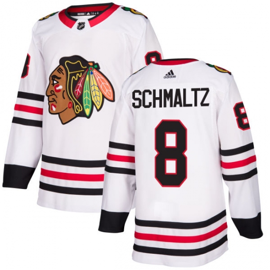 Women's Adidas Chicago Blackhawks #8 Nick Schmaltz Authentic White Away NHL Jersey - Ujersey