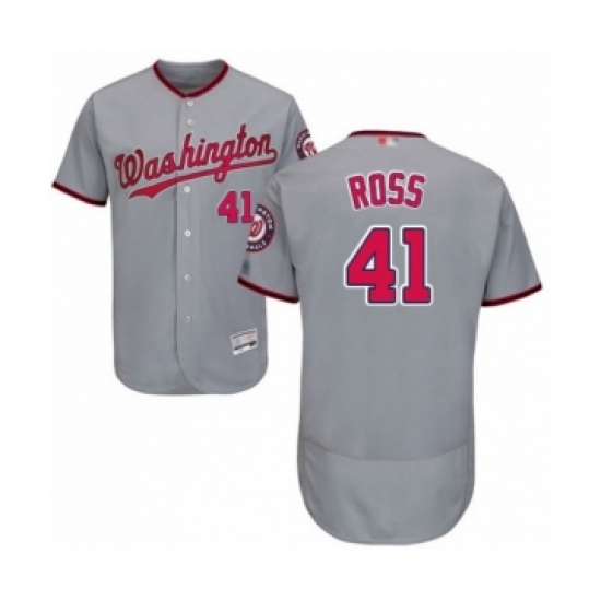 Men's Washington Nationals #41 Joe Ross Grey Road Flex Base Authentic Collection Baseball Player Jersey - Ujersey