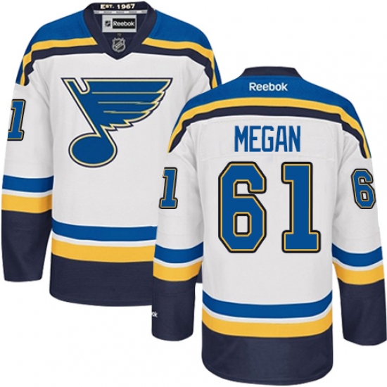 Men's Reebok St. Louis Blues #61 Wade Megan Authentic White Away NHL Jersey - Ujersey