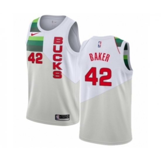 Youth Nike Milwaukee Bucks #42 Vin Baker White Swingman Jersey - Earned Edition - Ujersey
