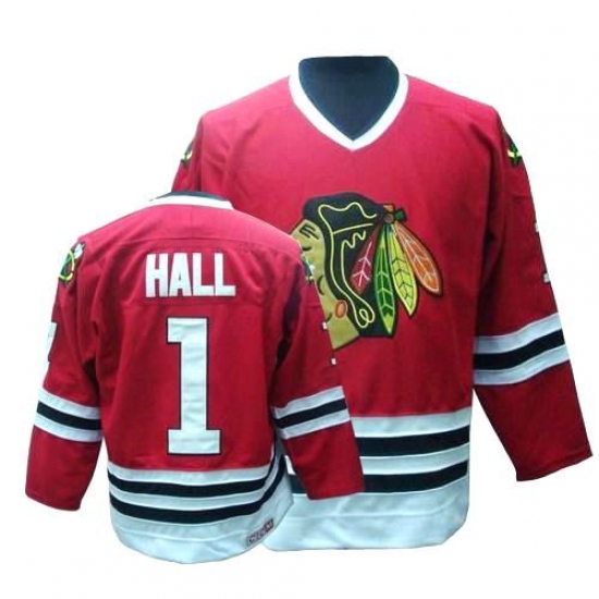 Men's CCM Chicago Blackhawks #1 Glenn Hall Premier Red Throwback NHL Jersey - Ujersey