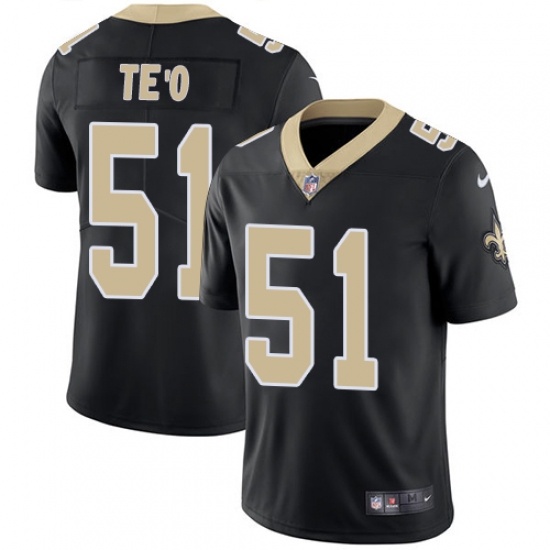Men's Nike New Orleans Saints #51 Manti Te'o Black Team Color Vapor Untouchable Limited Player NFL Jersey - Ujersey