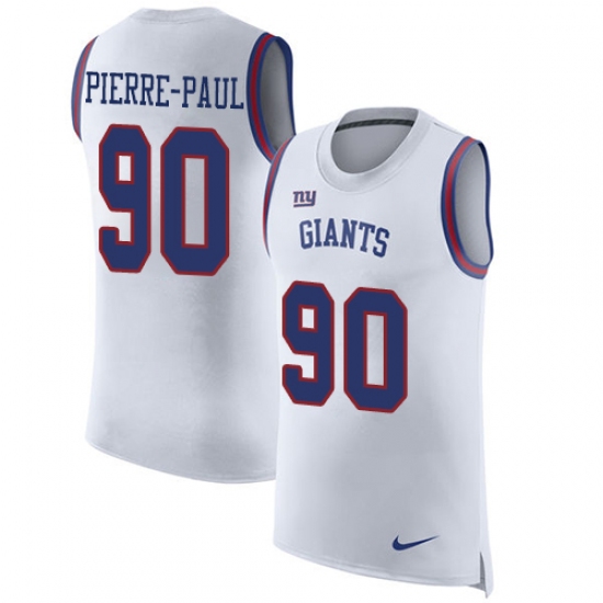 Men's Nike New York Giants #90 Jason Pierre-Paul Limited White Rush Player Name & Number Tank Top NFL Jersey - Ujersey