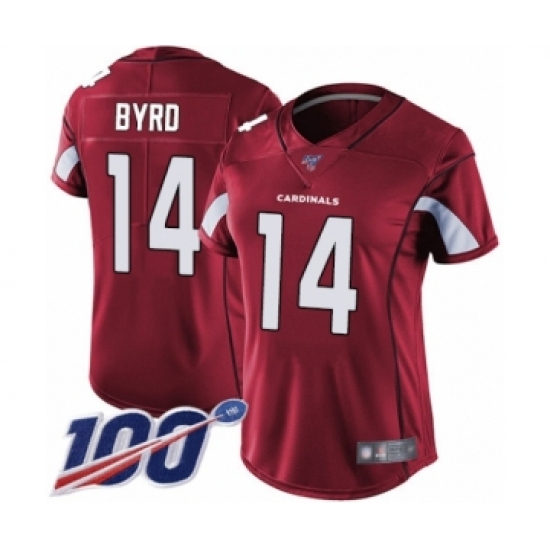 Women's Arizona Cardinals #14 Damiere Byrd Red Team Color Vapor Untouchable Limited Player 100th Season Football Jersey - Ujersey