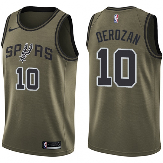 Men's Nike San Antonio Spurs #10 DeMar DeRozan Swingman Green Salute to Service NBA Jersey - Ujersey
