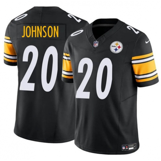Men's Pittsburgh Steelers #20 Kaleb Johnson Black 2025 Draft F.U.S.E. Vapor Limited Football Stitched Jersey