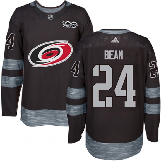 Men's Adidas Carolina Hurricanes #24 Jake Bean Authentic Black 1917-2017 100th Anniversary NHL Jersey - Ujersey