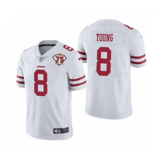 Men's San Francisco 49ers #8 Steve Young White 2021 75th Anniversary Vapor Untouchable Limited Jersey - Ujersey