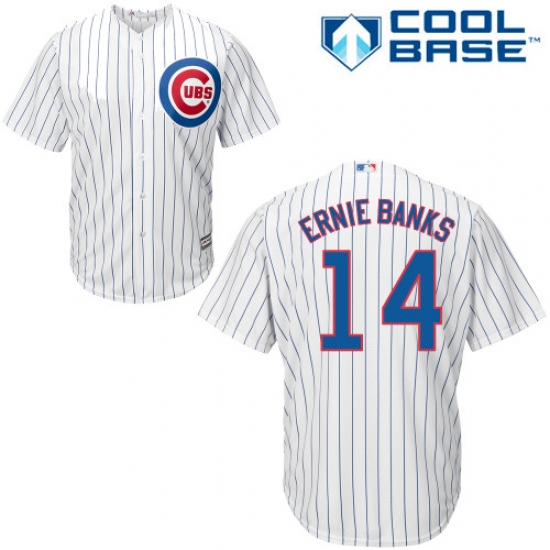Men's Majestic Chicago Cubs #14 Ernie Banks Replica White Home Cool Base MLB Jersey