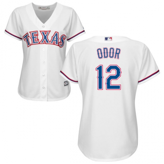 Women's Majestic Texas Rangers #12 Rougned Odor Replica White Home Cool Base MLB Jersey - Ujersey
