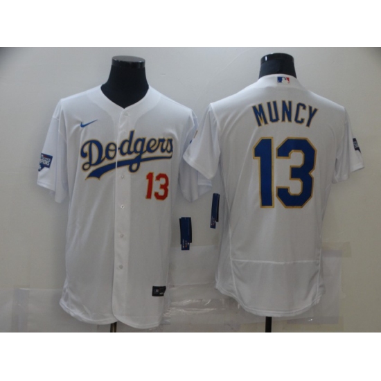 Men's Nike Los Angeles Dodgers #13 Max Muncy White Elite Series Champions Authentic Jersey - Ujersey