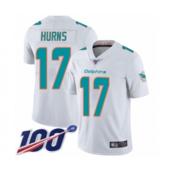 Youth Miami Dolphins #17 Allen Hurns White Vapor Untouchable Limited Player 100th Season Football Jersey - Ujersey
