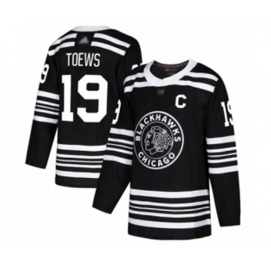 Men's Chicago Blackhawks #19 Jonathan Toews Authentic Black Alternate Hockey Jersey - Ujersey